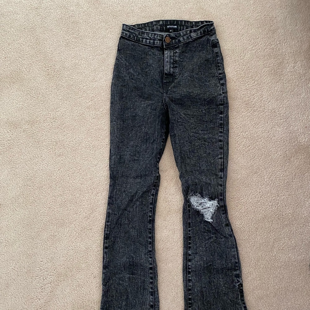 Pretty little thing flare jeans in acid wash